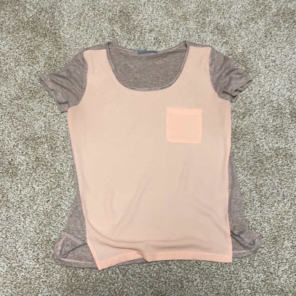 Peach mixed media blouse